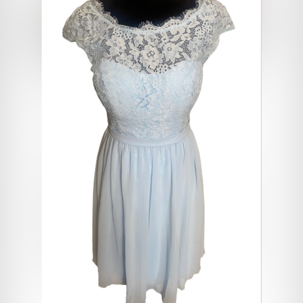 Azazie Lace light blue Dress